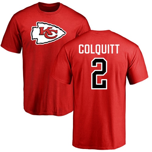Men Kansas City Chiefs #2 Colquitt Dustin Red Name and Number Logo TShirt->kansas city chiefs->NFL Jersey